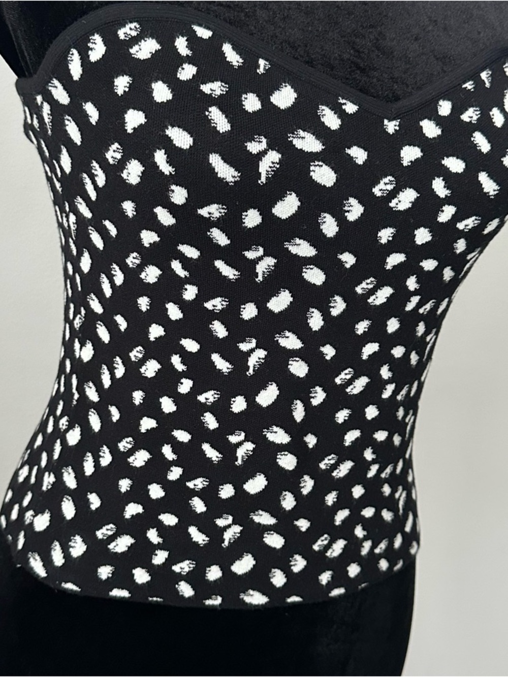 Bar III Black & White Dot Strapless Knit Top